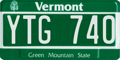 VT license plate YTG740