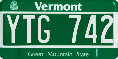 VT license plate YTG742