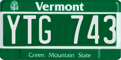 VT license plate YTG743