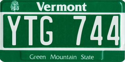 VT license plate YTG744