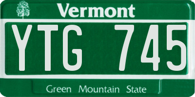 VT license plate YTG745