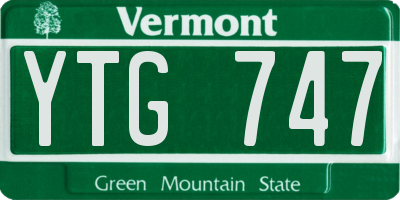 VT license plate YTG747
