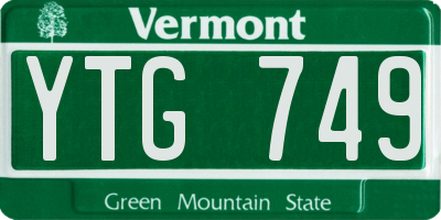 VT license plate YTG749