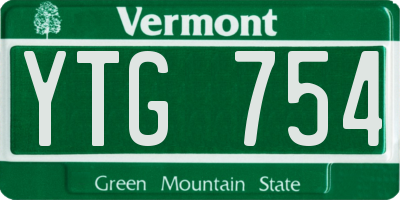 VT license plate YTG754