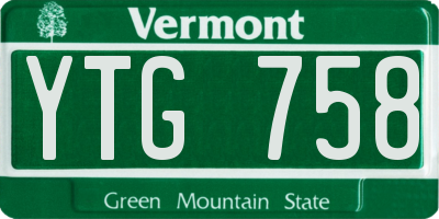 VT license plate YTG758