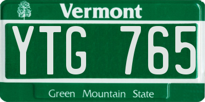 VT license plate YTG765