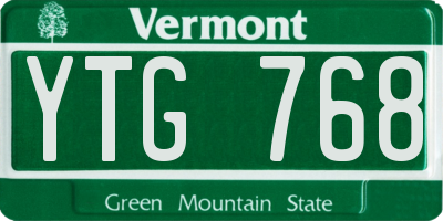 VT license plate YTG768