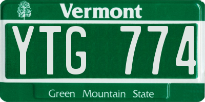 VT license plate YTG774