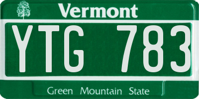 VT license plate YTG783