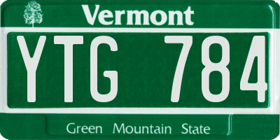VT license plate YTG784