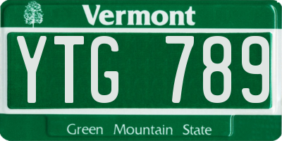 VT license plate YTG789