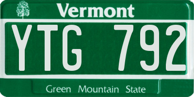 VT license plate YTG792