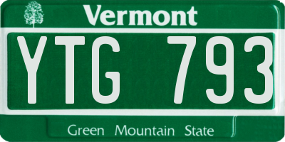 VT license plate YTG793