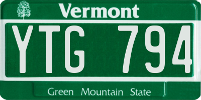 VT license plate YTG794