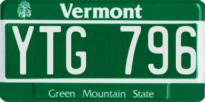 VT license plate YTG796