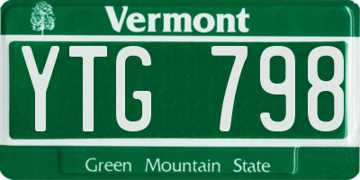 VT license plate YTG798