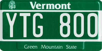 VT license plate YTG800