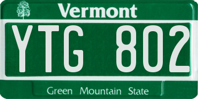 VT license plate YTG802
