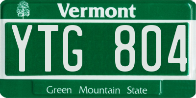 VT license plate YTG804