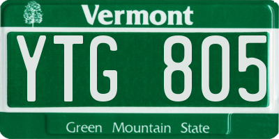 VT license plate YTG805