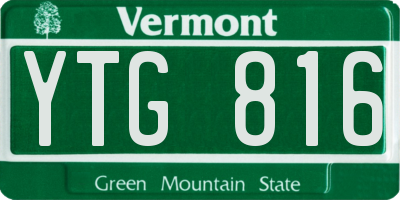VT license plate YTG816