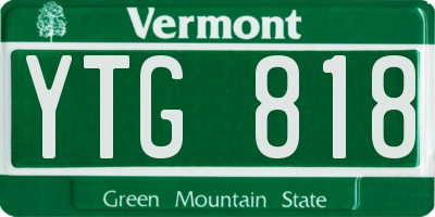 VT license plate YTG818