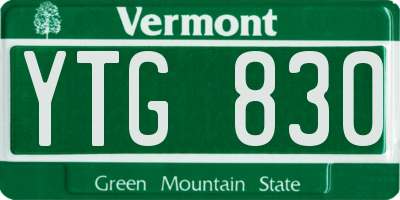 VT license plate YTG830
