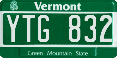 VT license plate YTG832