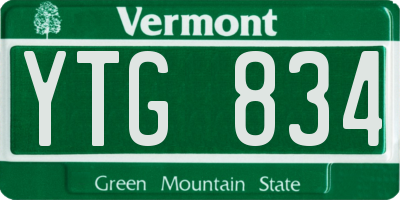 VT license plate YTG834
