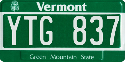 VT license plate YTG837