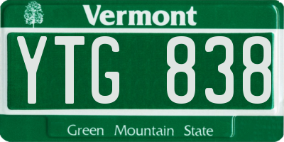 VT license plate YTG838