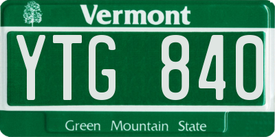 VT license plate YTG840