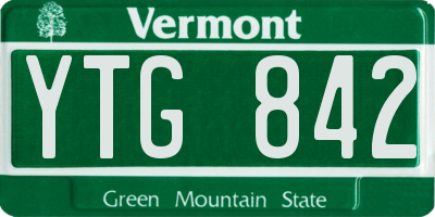 VT license plate YTG842