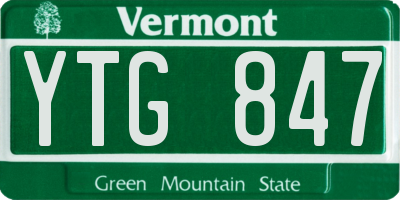VT license plate YTG847