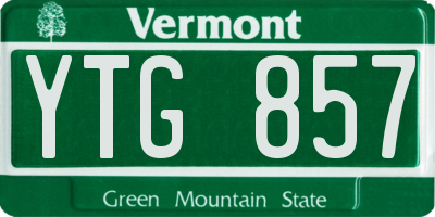 VT license plate YTG857