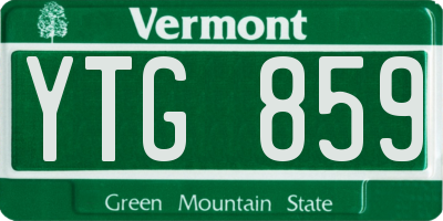 VT license plate YTG859