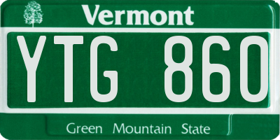 VT license plate YTG860
