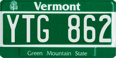 VT license plate YTG862