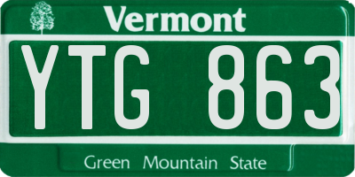 VT license plate YTG863
