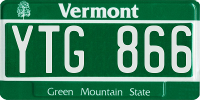 VT license plate YTG866