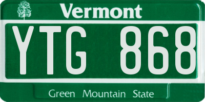 VT license plate YTG868