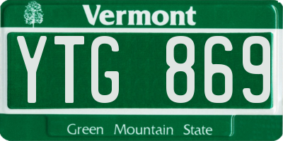 VT license plate YTG869