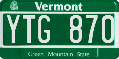VT license plate YTG870