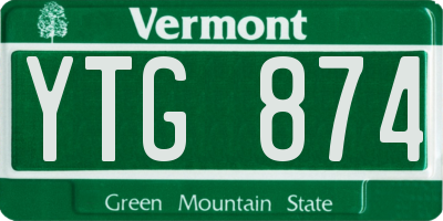 VT license plate YTG874