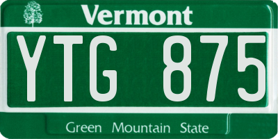 VT license plate YTG875