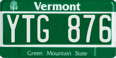 VT license plate YTG876