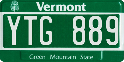 VT license plate YTG889