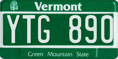 VT license plate YTG890