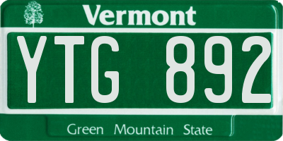 VT license plate YTG892