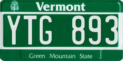 VT license plate YTG893